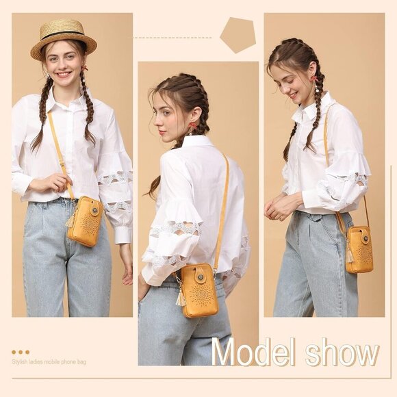 Small Crossbody Bags for Women, Lightweight Vegan Leather Cell Phone Purse, Cute - Picture 3 of 7